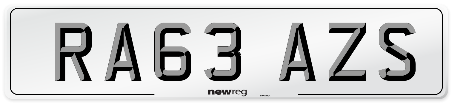RA63 AZS Number Plate from New Reg